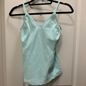 Zella Rebecca Rib Tank. V Neck Shelf Bra. Small.